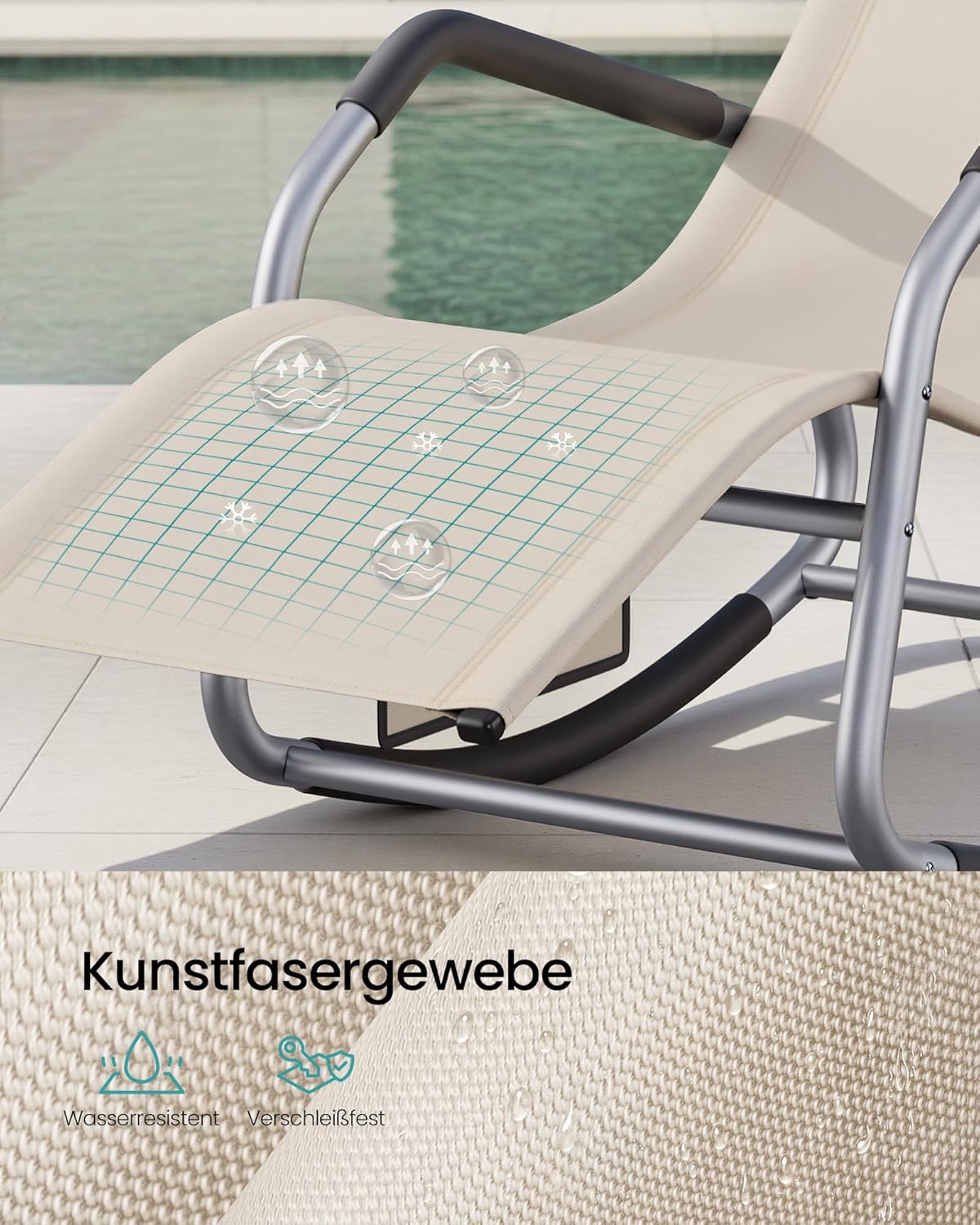 Πολυθρόνα Σεζλόνγκ Κήπου Μπαλκονιού Εργονομική Μεγάλης αντοχής έως 150 κιλά Ξαπλώστρα Κουνιστή με Προσκέφαλο GC-B230WZ01