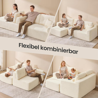 Γωνιακός Καναπές Κρεβάτι Αριστερή Γωνία Πολυμορφικός Εργονομικός Κάθισμα 43εκ Χωρίς Συναρμολόγηση για Σαλόνι Δωμάτιο επισκεπτών κρεμ και γκρί LCS-183WD01