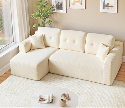 Γωνιακός Καναπές Κρεβάτι Αριστερή Γωνία Πολυμορφικός Εργονομικός Κάθισμα 43εκ Χωρίς Συναρμολόγηση για Σαλόνι Δωμάτιο επισκεπτών κρεμ και γκρί LCS-183WD01