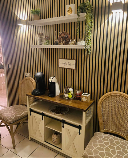 Έπιπλο Εισόδου Μπουφές Κονσόλα Βοηθητικό Κουζίνας με 2 Συρόμενες Πόρτες 33 x 100 x 80 εκ Λευκό με Μελί LS-C092W01