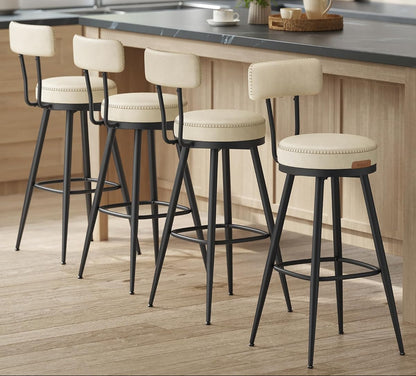 Σκαμπό για Πάσο Κουζίνας Σετ 2 τεμ. και για Μπαρ Περιστρεφόμενα Άνετο Σταθερό EKHO Ύψους Καθίσματος 76 εκ LB-C889W01