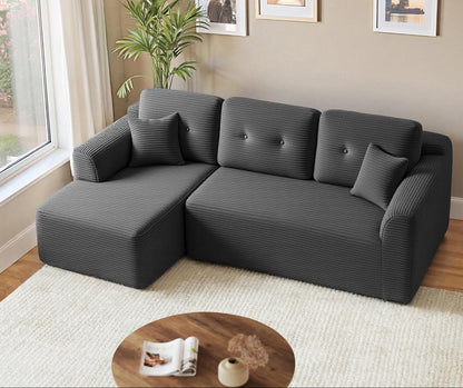 Γωνιακός Καναπές Κρεβάτι Αριστερή Γωνία Πολυμορφικός Εργονομικός Κάθισμα 43εκ Χωρίς Συναρμολόγηση για Σαλόνι Δωμάτιο επισκεπτών κρεμ και γκρί LCS-183WD01