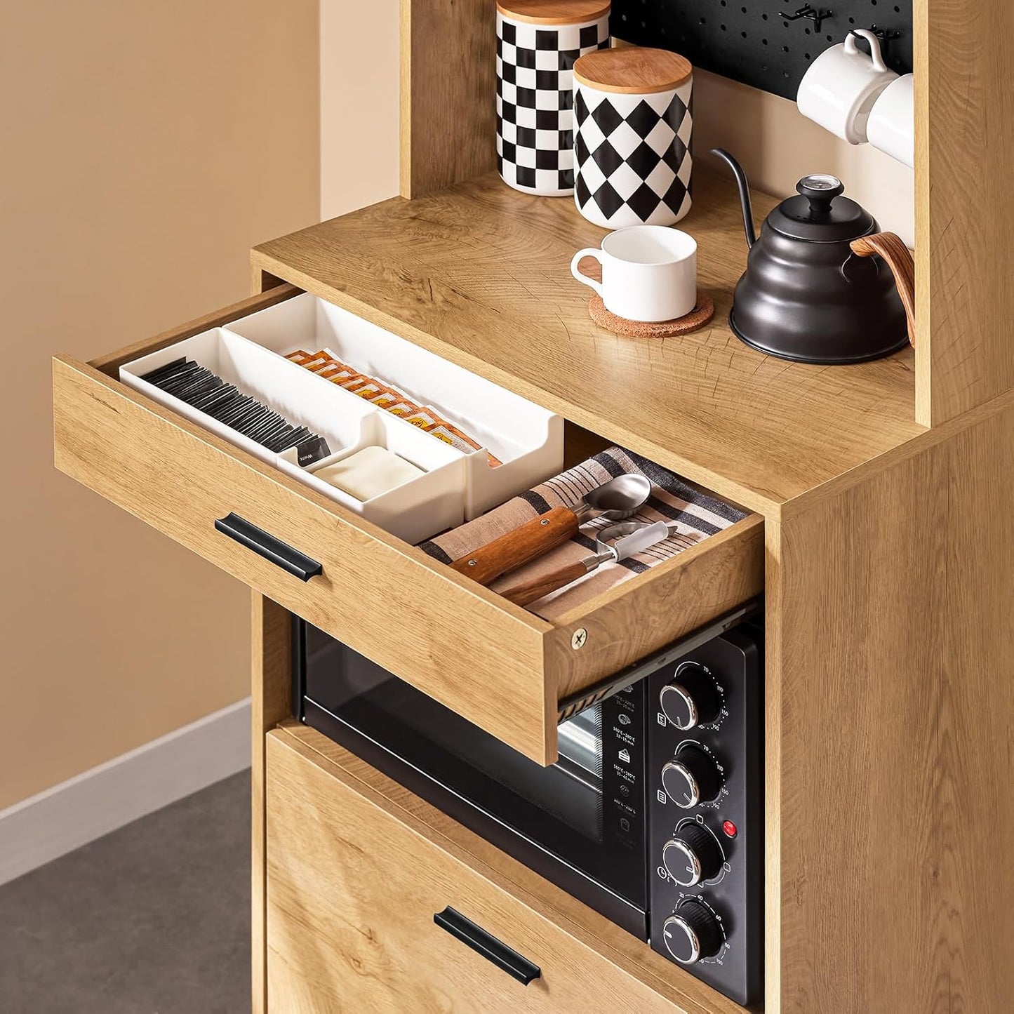 Μπουφές Ντουλάπι Βοηθητικό Ράφι Κουζίνας με Συρτάρια και Ράφι B0DRP1T6YM