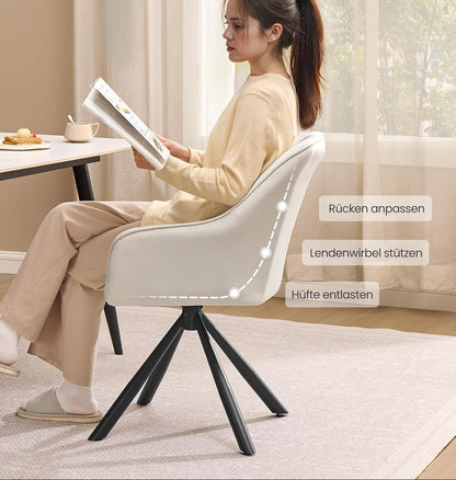 Καρέκλα Τραπεζαρίας Περιστρεφόμενη Βελούδινη Κρεμ άνετη Καρέκλες Τραπεζαρίας Μπουντουάρ Γραφείου KDC-B35161LH01