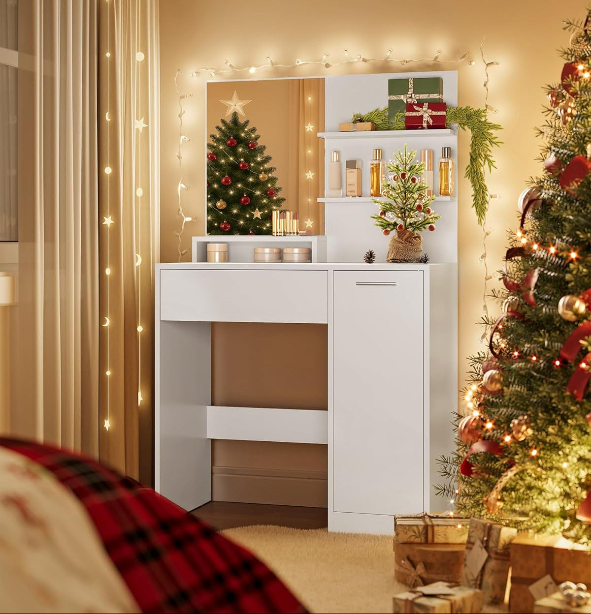 Schminktisch, Schminktisch, Schlafzimmer, WC, Spiegelschrank, Weiß, B34-RDT119W01