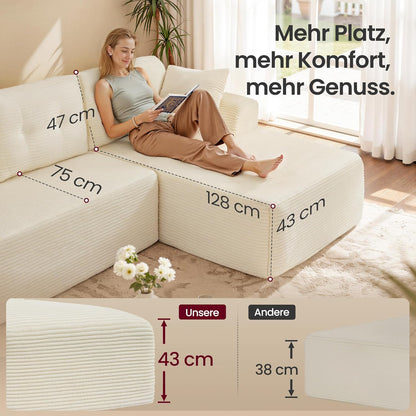 Γωνιακός Καναπές Κρεβάτι Δεξιά Γωνία Πολυμορφικός Εργονομικός Κάθισμα 43 εκ Χωρίς Συναρμολόγηση για Σαλόνι Δωμάτιο επισκεπτών κρεμ και γκρί LCS-184WD01