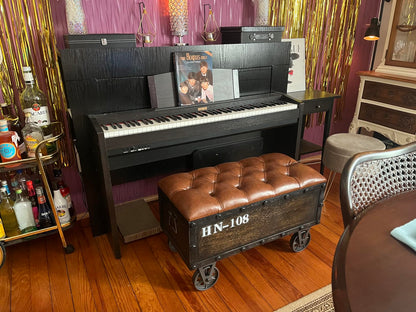 Παγκάκι Μπαούλο Εισόδου από Μασίφ Ξύλο Σκαμπό 80,5 x 41 x 50 εκ. Βοηθητικό Κάθισμα από Δερματίνη 1245768