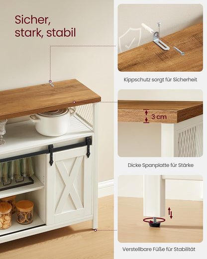 Έπιπλο Εισόδου Μπουφές Κονσόλα Βοηθητικό Κουζίνας με 2 Συρόμενες Πόρτες 33 x 100 x 80 εκ Λευκό με Μελί LS-C092W01