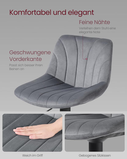 Σκαμπό για Πάσο Κουζίνας Σετ 2 τμχ Ρυθμιζόμενο Ύψος 60-80 εκ με Μεγάλη Σταθερή Βάση Γκρι LJ-B161GN01