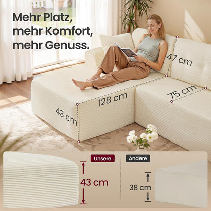 Γωνιακός Καναπές Κρεβάτι Αριστερή Γωνία Πολυμορφικός Εργονομικός Κάθισμα 43εκ Χωρίς Συναρμολόγηση για Σαλόνι Δωμάτιο επισκεπτών κρεμ και γκρί LCS-183WD01