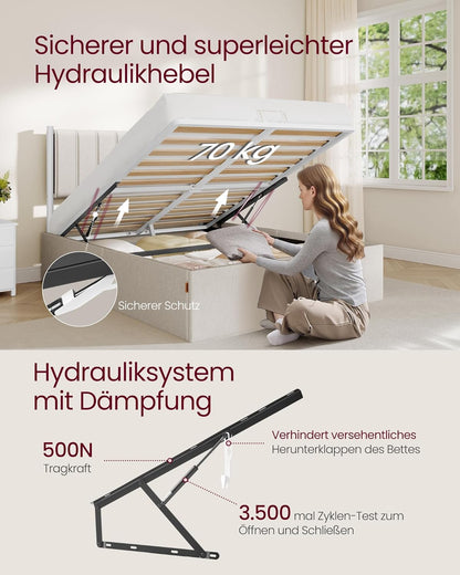 Σκελετός Διπλού Κρεβατιού με αποθηκευτικό Χώρο Κρεβάτι 160x200 εκ με Υδραυλικό σύστημα ανύψωσης RM-B615LH01