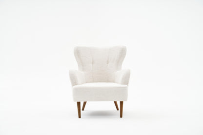 Άνετη Πολυθρόνα Υφασμάτινη Εύκολα Καθαριζόμενη Σενίλ Κρέμ 825BLC2368