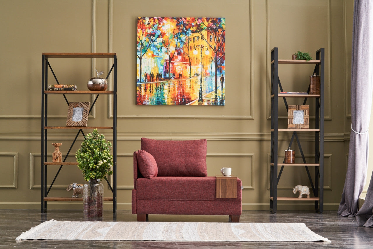 Καναπές Μονοθέσιος με Τραπεζάκι Αριστερά Κεραμυδί Πολυθρόνα 825BLC2658