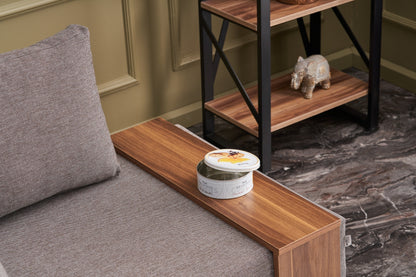 Καναπές Μονοθέσιος με Τραπεζάκι Αριστερά Καφέ Πολυθρόνα 825BLC2660