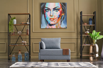 Καναπές Μονοθέσιος με Τραπεζάκι Αριστερά Γαλάζιο Πολυθρόνα 825BLC2664