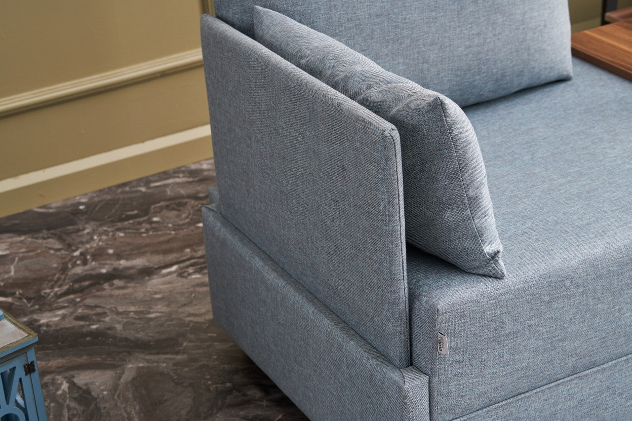 Καναπές Μονοθέσιος με Τραπεζάκι Αριστερά Γαλάζιο Πολυθρόνα 825BLC2664