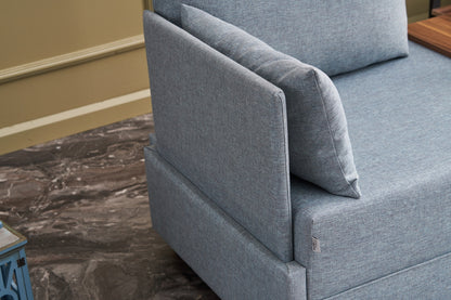 Καναπές Μονοθέσιος με Τραπεζάκι Αριστερά Γαλάζιο Πολυθρόνα 825BLC2664