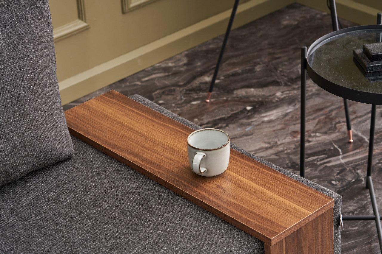 Καναπές Μίας Θέσης με Τραπεζάκι Αριστερά Ανθρακί Πολυθρόνα 825BLC2666