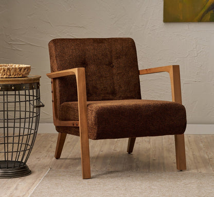 Ρουστίκ Πολυθρόνα Καφέ Υφασμάτινη