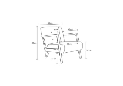Ρουστίκ Πολυθρόνα Καφέ Υφασμάτινη Σενίλ Σκελετός Μασίφ Ξύλο Οξιά  825BLC2924