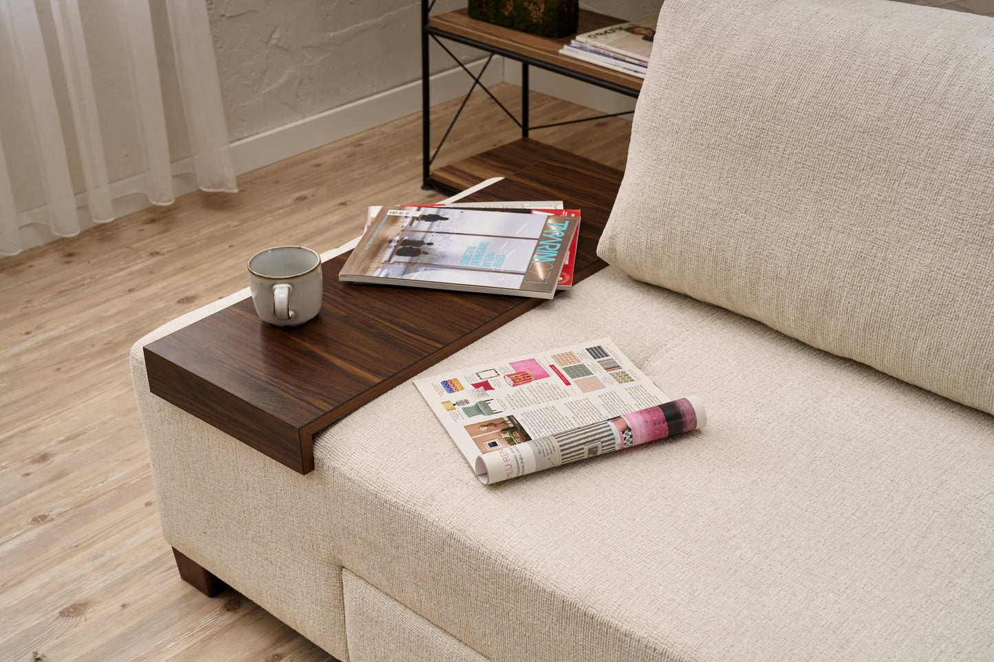 Σύγχρονος Καναπές Κρεβάτι Μετατροπής Πολυμορφικός Κρεμ Υφασμάτινος 825BLC4309