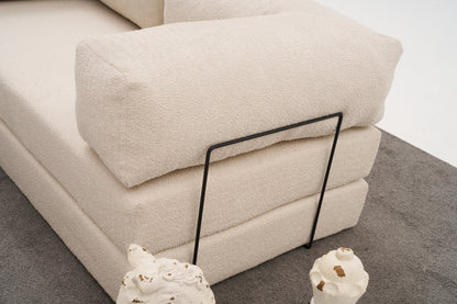 Γωνιακός Καναπές Κρεβάτι Πολυλειτουργικός Κρέμ Ύφασμα Σενιλ 825BLC5233