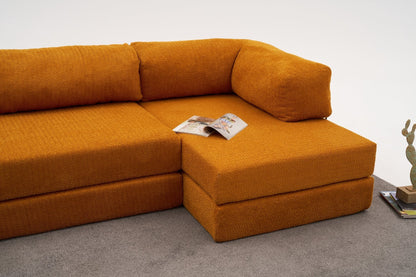 Γωνιακός Καναπές Κρεβάτι Πολυλειτουργικός Πορτοκαλί Ύφασμα Σενιλ 825BLC5234