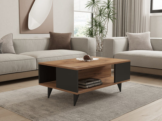 Τραπεζάκι Σαλονιού Καρυδί - Μαύρο 90 x 60 x 39,5 εκ GR835PUQ2833