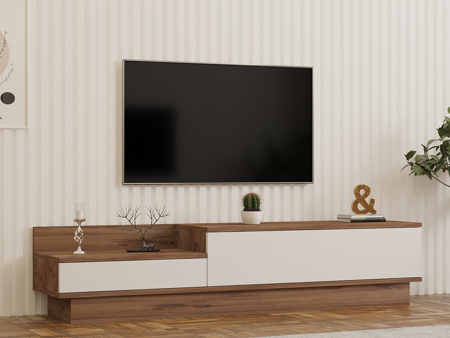 Έπιπλο Τηλεόρασης TV Βάση Σύνθεση Atlantic Pine Λευκό | 835PUQ3047