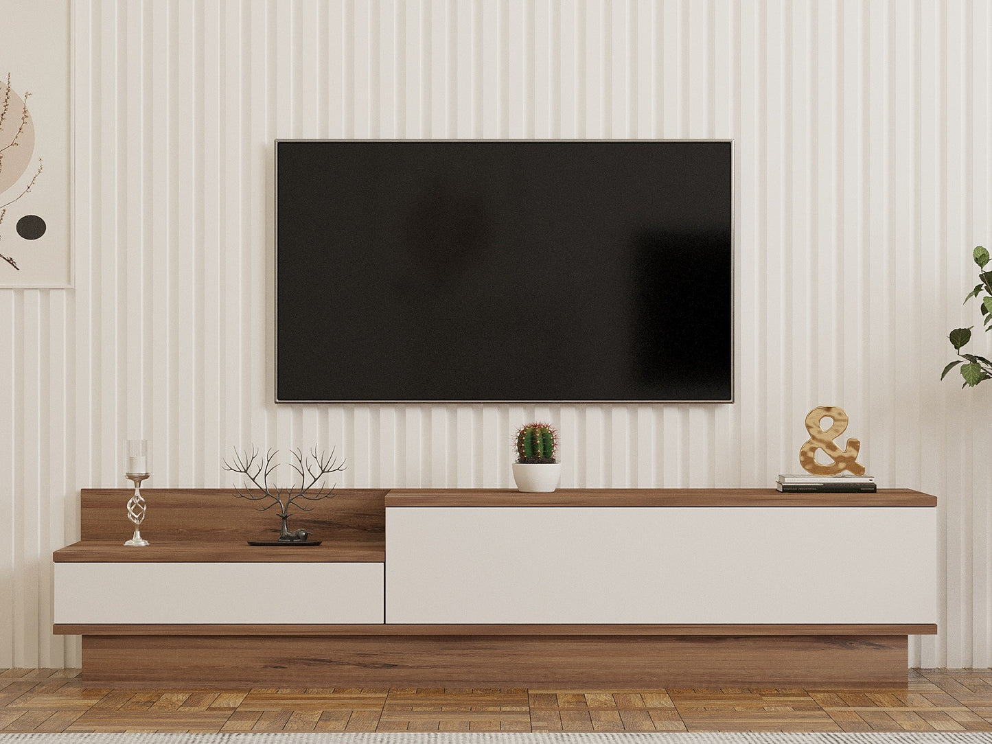 Έπιπλο Τηλεόρασης TV Βάση Σύνθεση Atlantic Pine Λευκό | 835PUQ3047