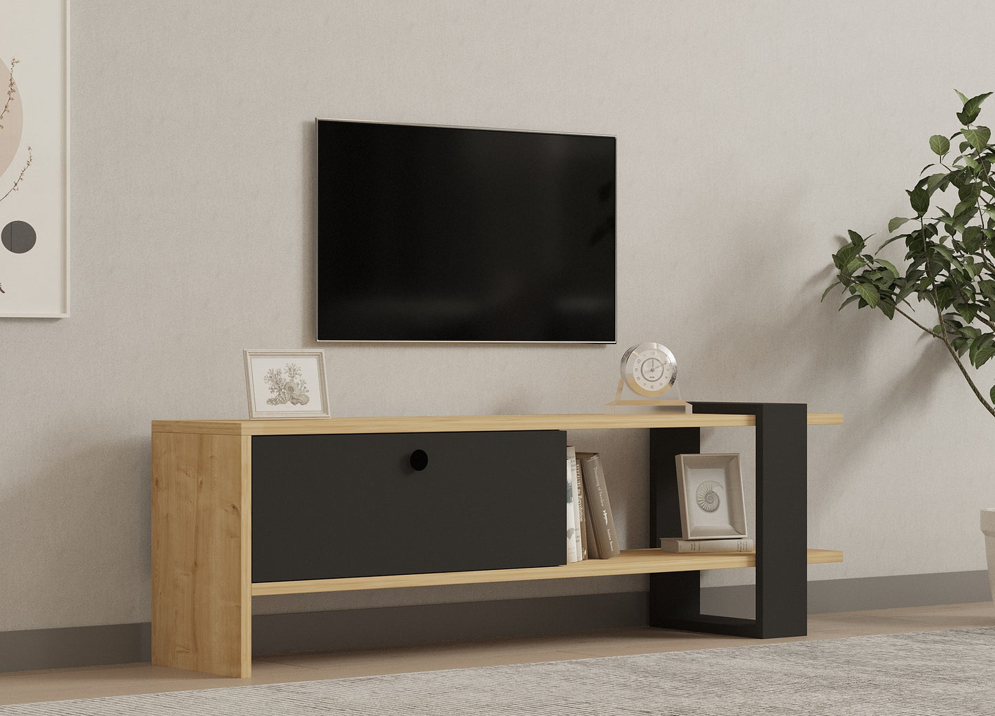 Έπιπλο Τηλεόρασης TV Βάση Σύνθεση Ανθρακί Δρυς | 835PUQ3064