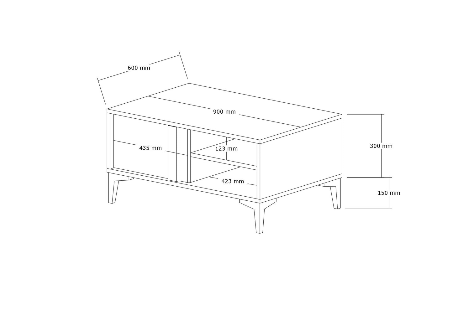 Τραπεζάκι Σαλονιού Atlantic - Ανθρακί 90 x 60 x 45 εκ GR835PUQ6217