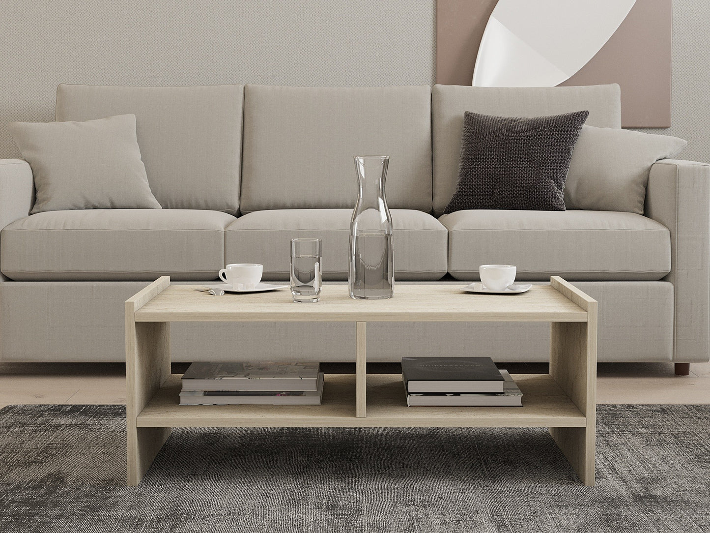 Τραπεζάκι Σαλονιού Travertine 90 x 50 x 35 εκ GR835PUQ6352
