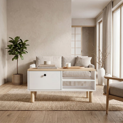 Τραπεζάκι Σαλονιού Δρυς Sapphire Λευκό 90 x 38,8 x 60 εκ. 835PUQ6361