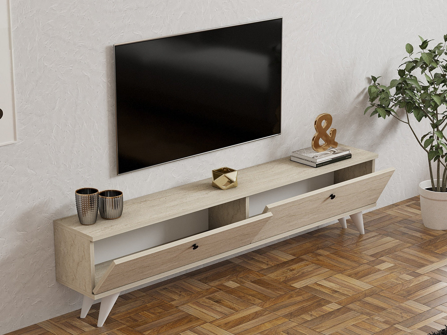 Έπιπλο Τηλεόρασης TV Βάση Σύνθεση Travertine | 835PUQ6406