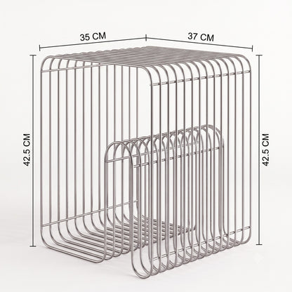 Μοντέρνο Κομοδίνο Μεταλλικό Ασημί 37x35x42,5 εκ 835PUQ6453
