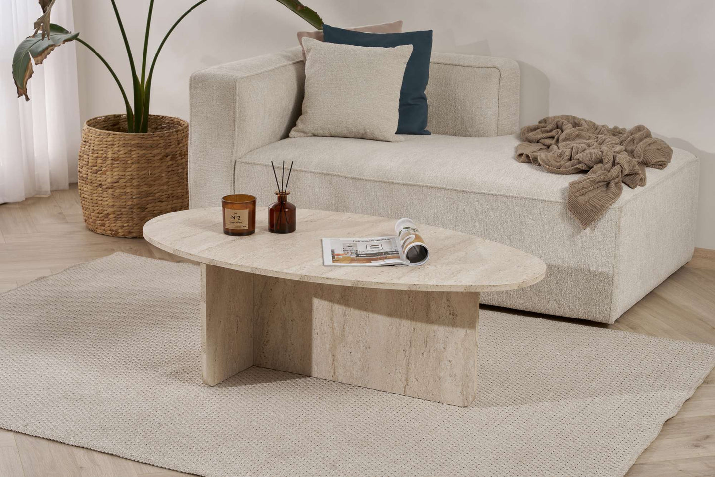 Τραπεζάκι Σαλονιού Travertine 120 x 65 x 40 εκ GR838NRD1101