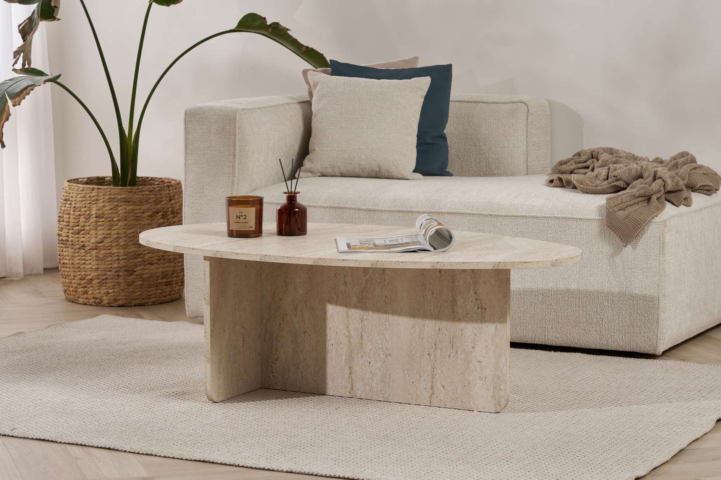 Τραπεζάκι Σαλονιού Travertine 120 x 65 x 40 εκ GR838NRD1101