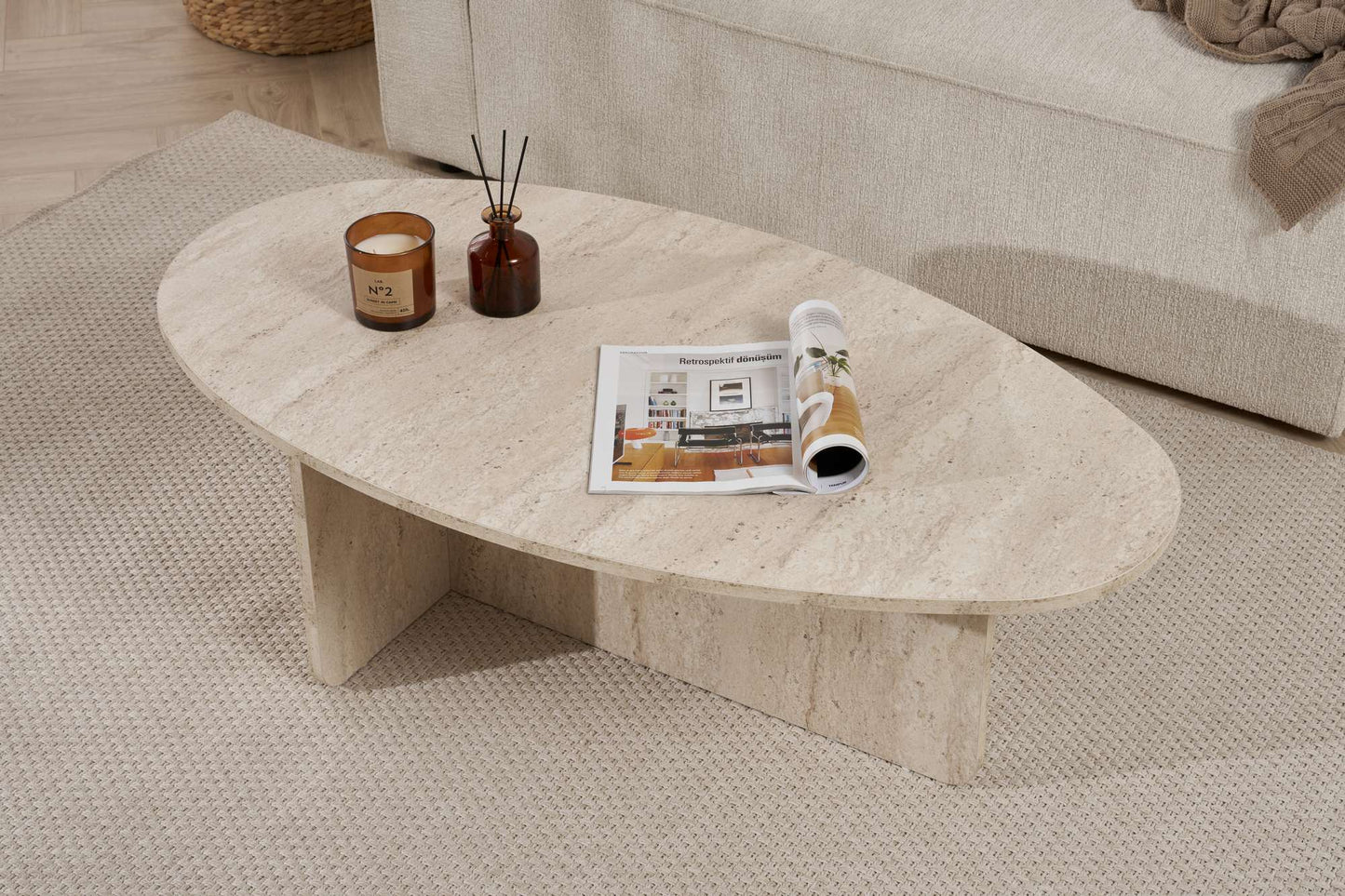 Τραπεζάκι Σαλονιού Travertine 120 x 65 x 40 εκ GR838NRD1101