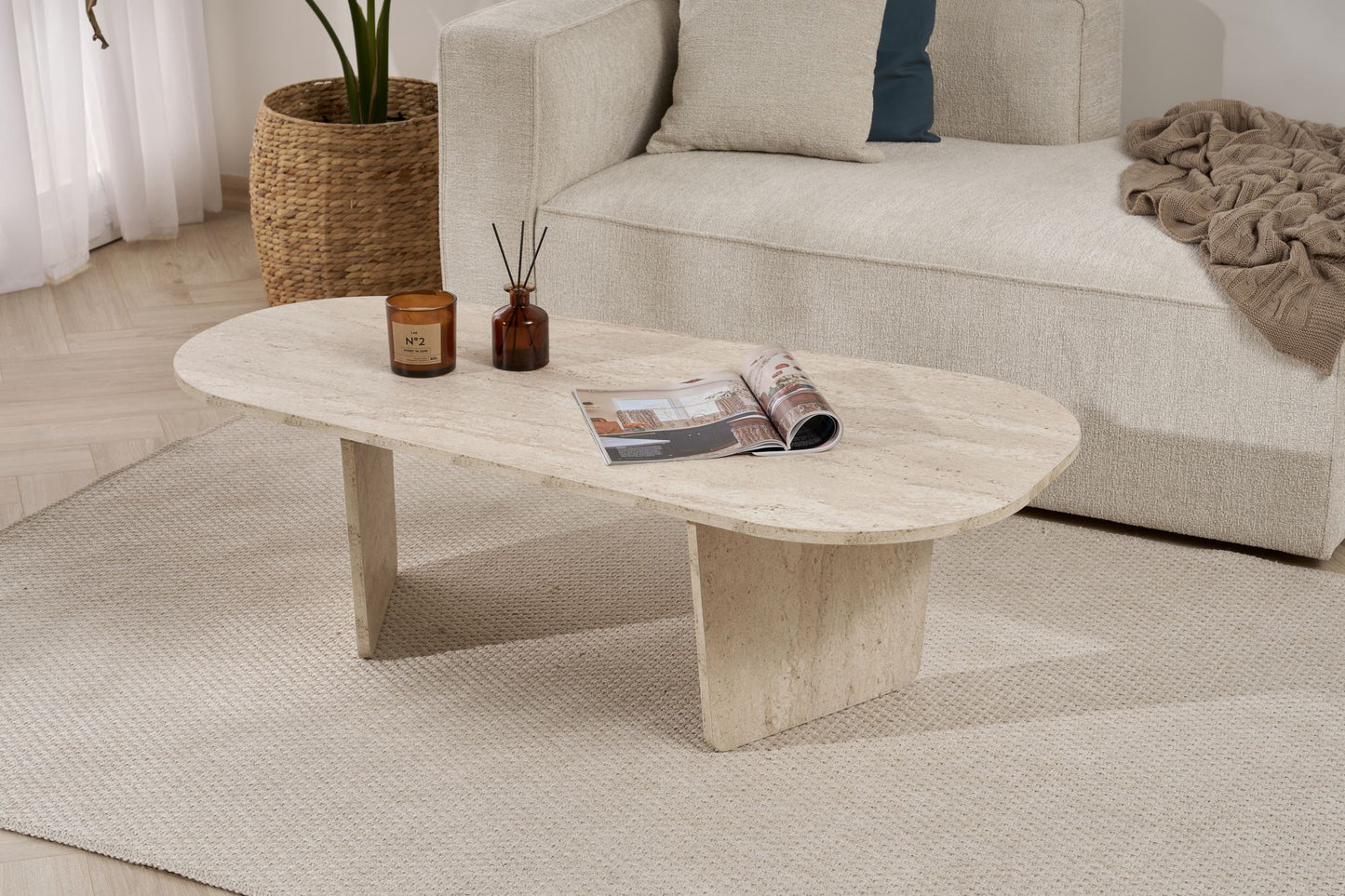 Τραπεζάκι Σαλονιού Travertine 130 x 65 x 40 εκ GR838NRD1106