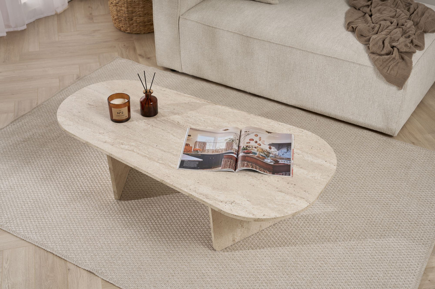 Τραπεζάκι Σαλονιού Travertine 130 x 65 x 40 εκ GR838NRD1106