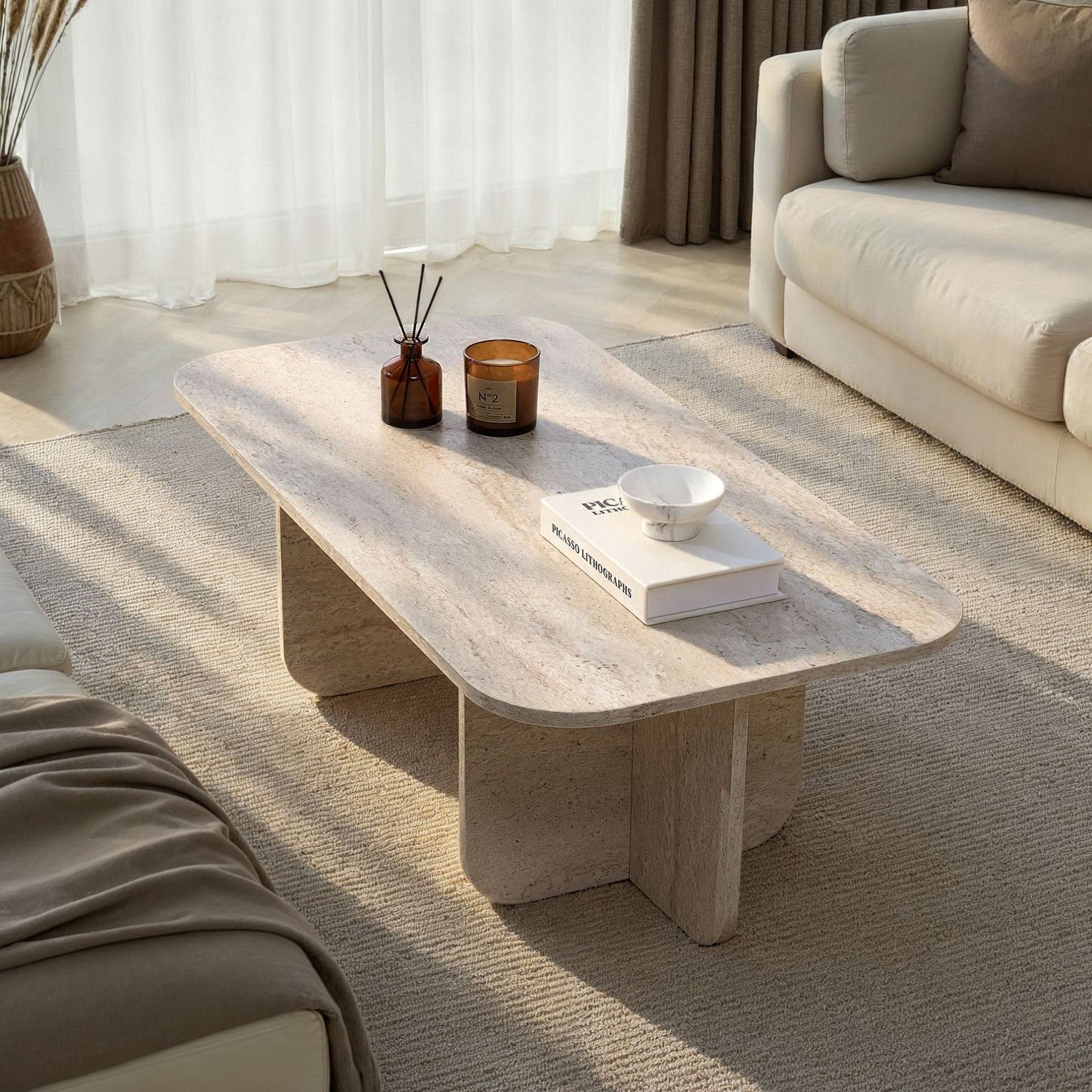 Τραπεζάκι Σαλονιού Travertine 120 x 60 x 41 εκ GR838NRD1118