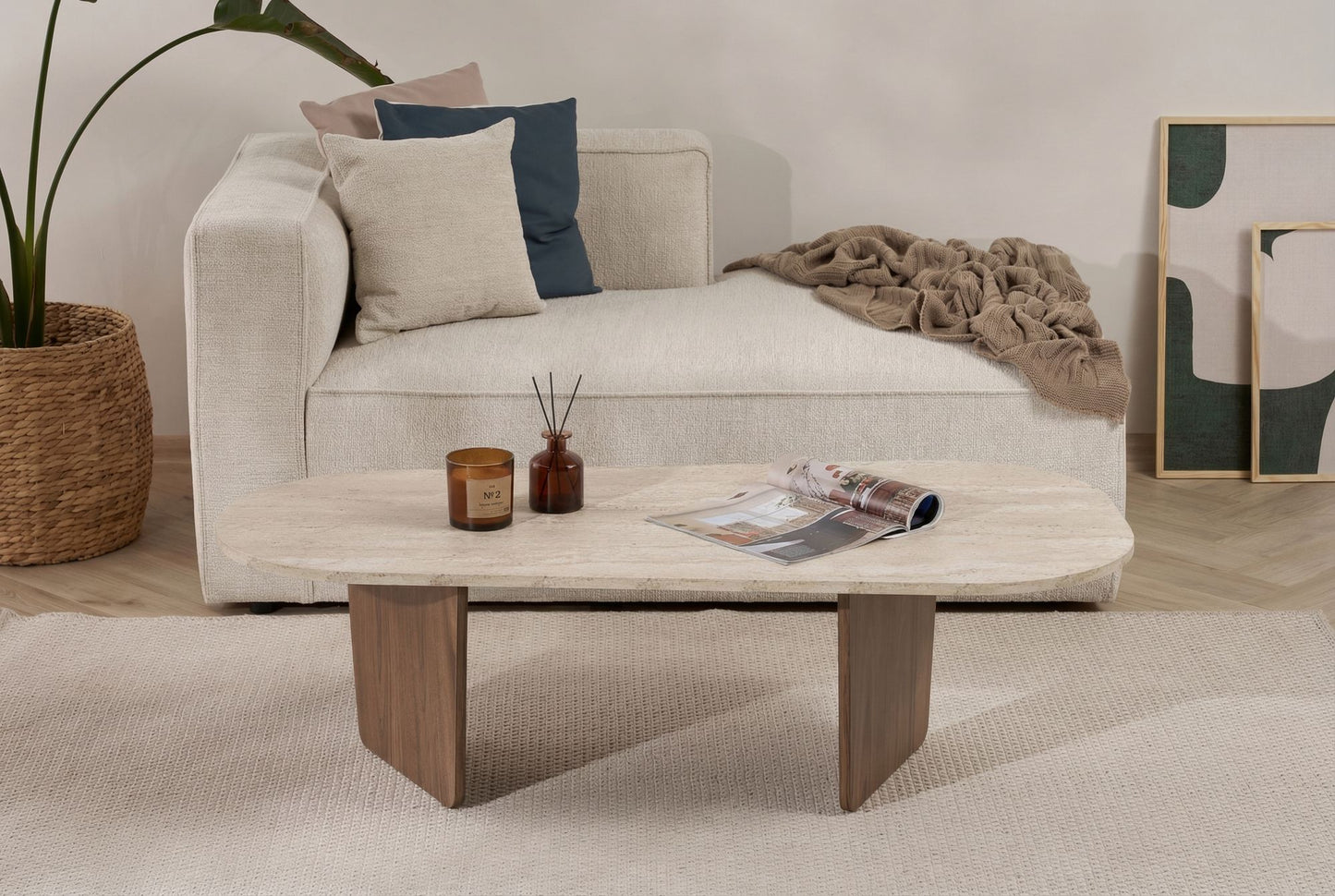 Τραπεζάκι Σαλονιού Travertine - Καρυδί 130 x 65 x 40 εκ GR838NRD1123