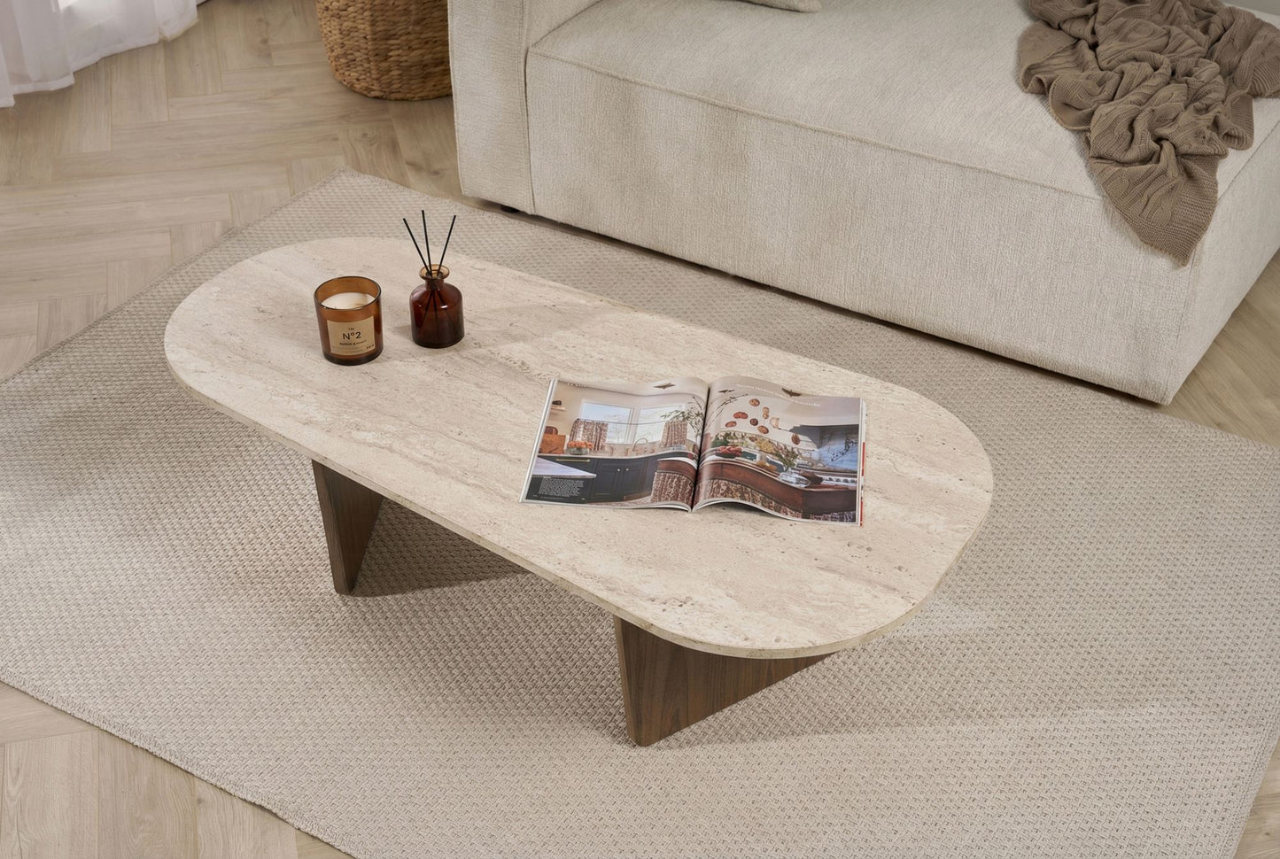 Τραπεζάκι Σαλονιού Travertine - Καρυδί 130 x 65 x 40 εκ GR838NRD1123