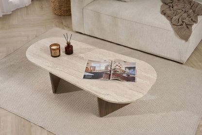 Τραπεζάκι Σαλονιού Travertine - Καρυδί 130 x 65 x 40 εκ GR838NRD1123