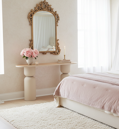 Τραπέζι Κονσόλας 150 εκ Μεταλλικό Κρεμ με Premium Ξύλο για Φουαγιέ & Σαλόνι 92569