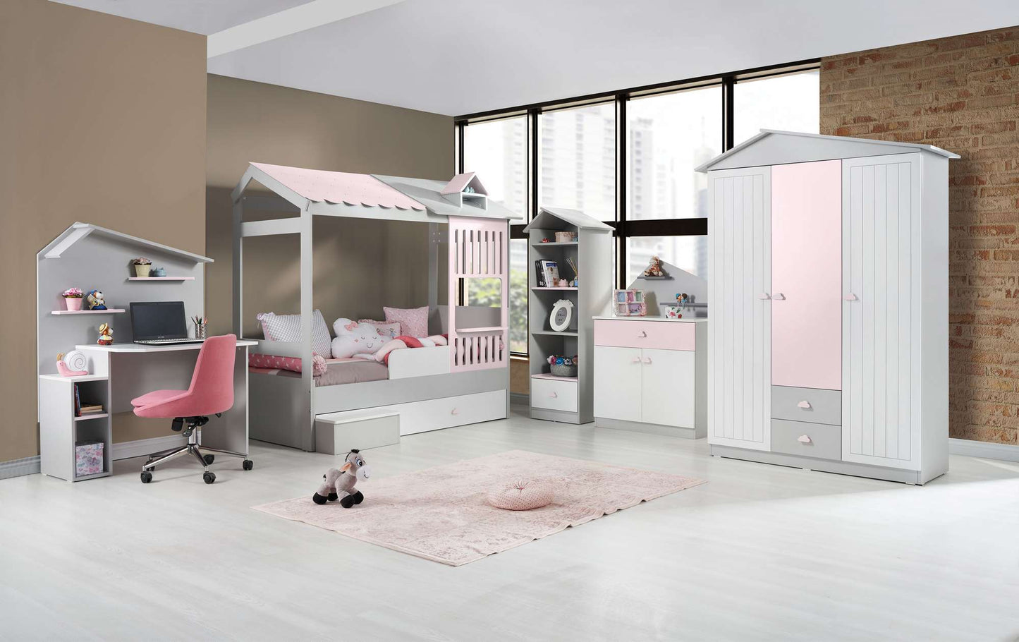 Ντουλάπα 130x204x57 εκ Pink Grey 842PRB1108
