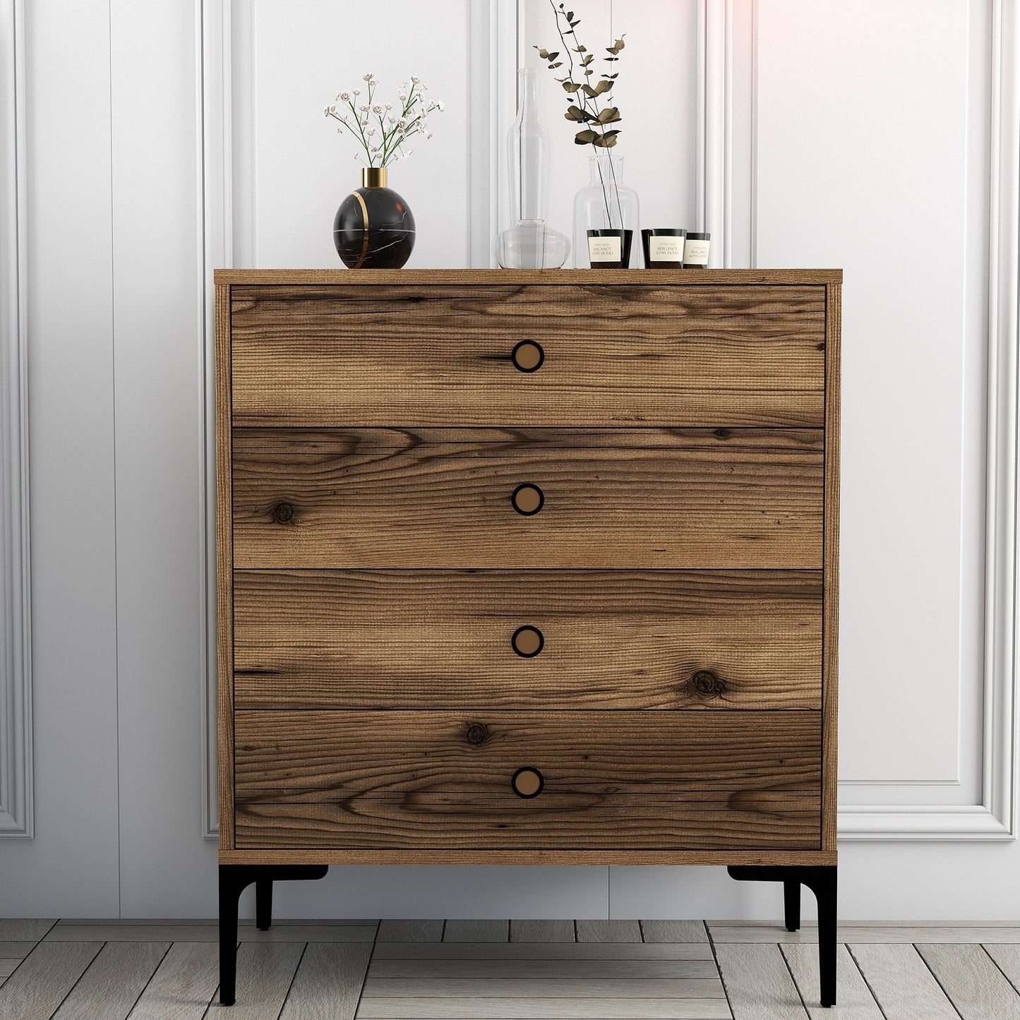 Συρταριέρα Υπνοδωματίου 76εκ σε Καρυδιά Έπιπλο Κρεβατοκάμαρας Μοντέρνος Σχεδιασμός 845HCT1204