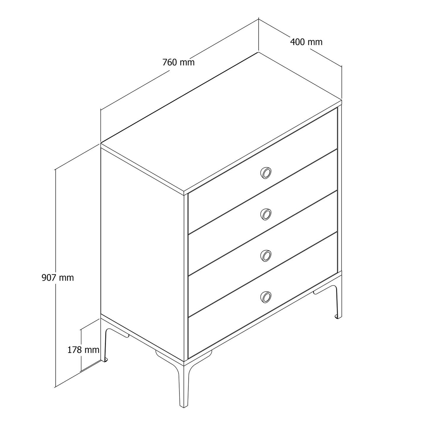 Συρταριέρα Υπνοδωματίου 76εκ σε Καρυδιά–Κρεμ Έπιπλο Κρεβατοκάμαρας Μοντέρνος Σχεδιασμός 845HCT1205