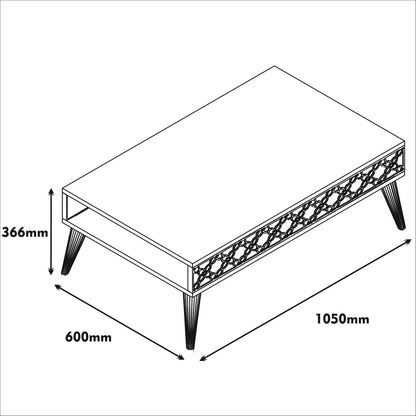 Τραπεζάκι Σαλονιού Καρυδί - Λευκό 105 x 60 x 36,6 εκ GR845HCT2809